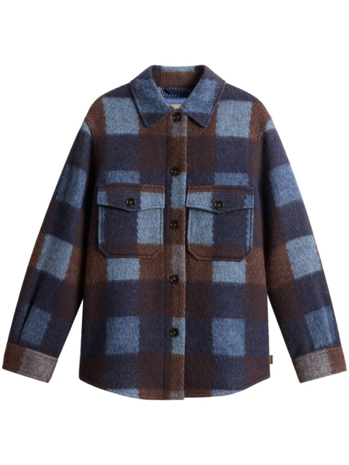 

Woolrich клетчатый узор шерстяная рубашка, синий
