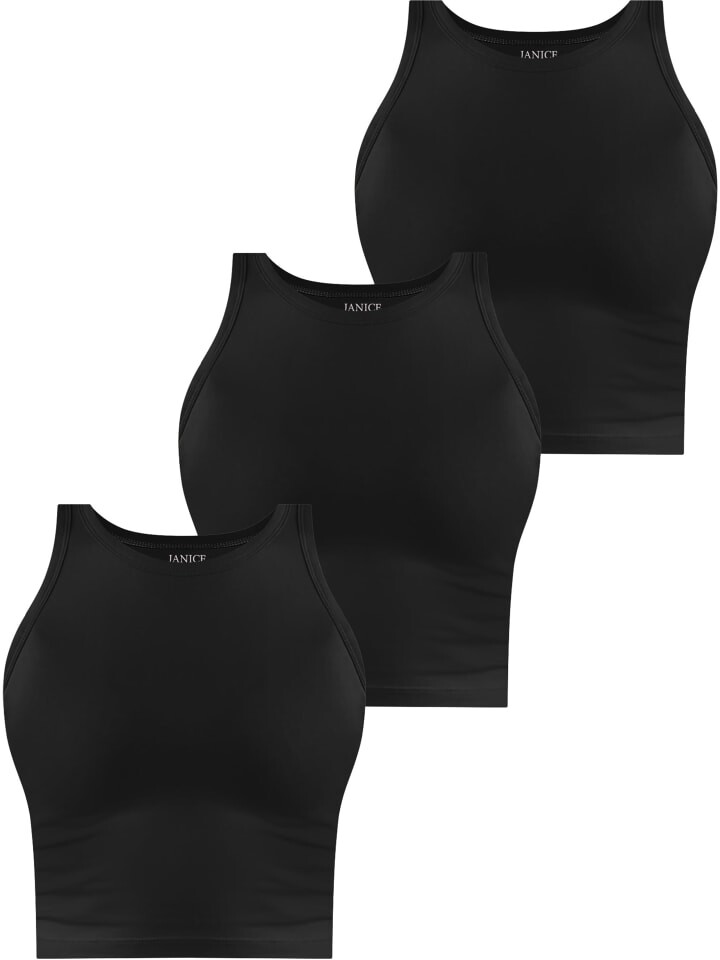 

Футболка Janice 3 x Damen crop Top hochgeschlossen Niah, черный