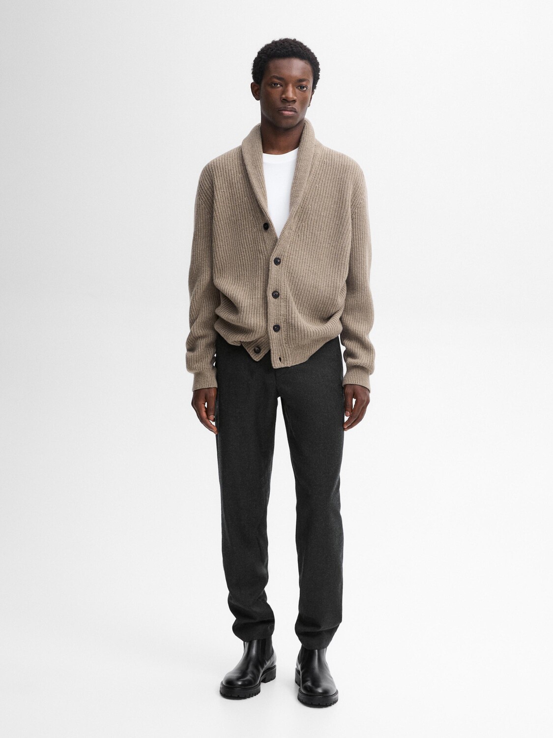

Кардиган из смесовой шерсти с воротником Massimo Dutti, бежевый