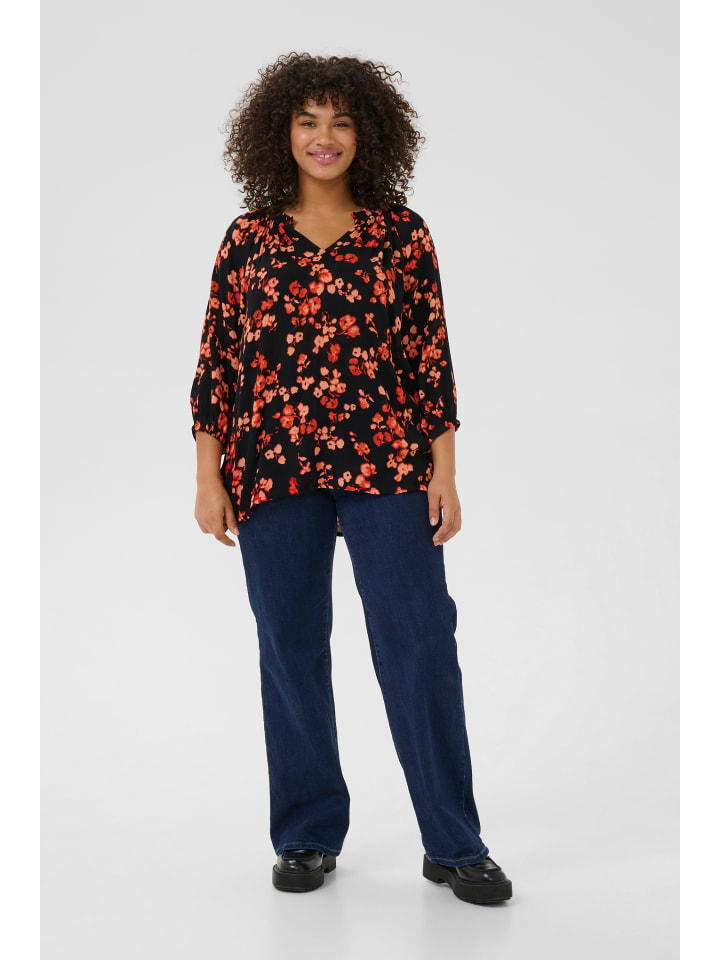 

KAFFE curve Блузка с длинными рукавами KCtrine, стандартный крой, цвет «Красный цветок»