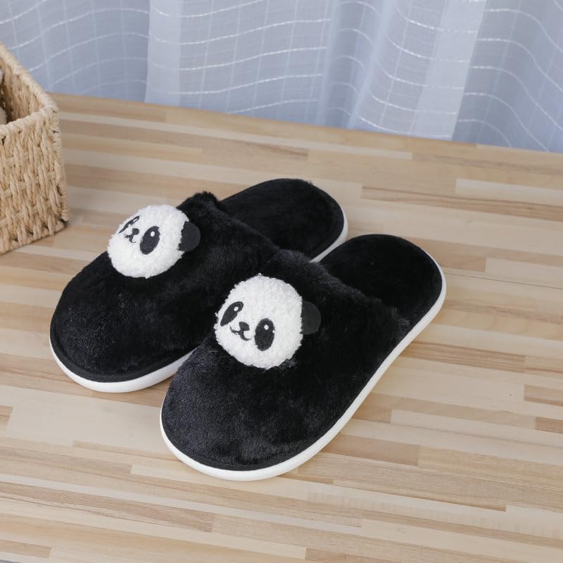 Домашние тапочки UNMULFC Panda, теплые сандалии для спальни, пушистые мягкие милые шлепки, шлепанцы с платформой для дома и улицы, для женщин и мужчин, мультиколор — фото 3