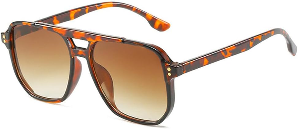 

Модные солнцезащитные очки с двойной перемычкой, квадратной формы, женские, в стиле ретро, ​​с заклепками, солнцезащитные очки UV400 для мужчин, градиентные солнцезащитные очки WNCKSQ, Leopard Tea Gradient