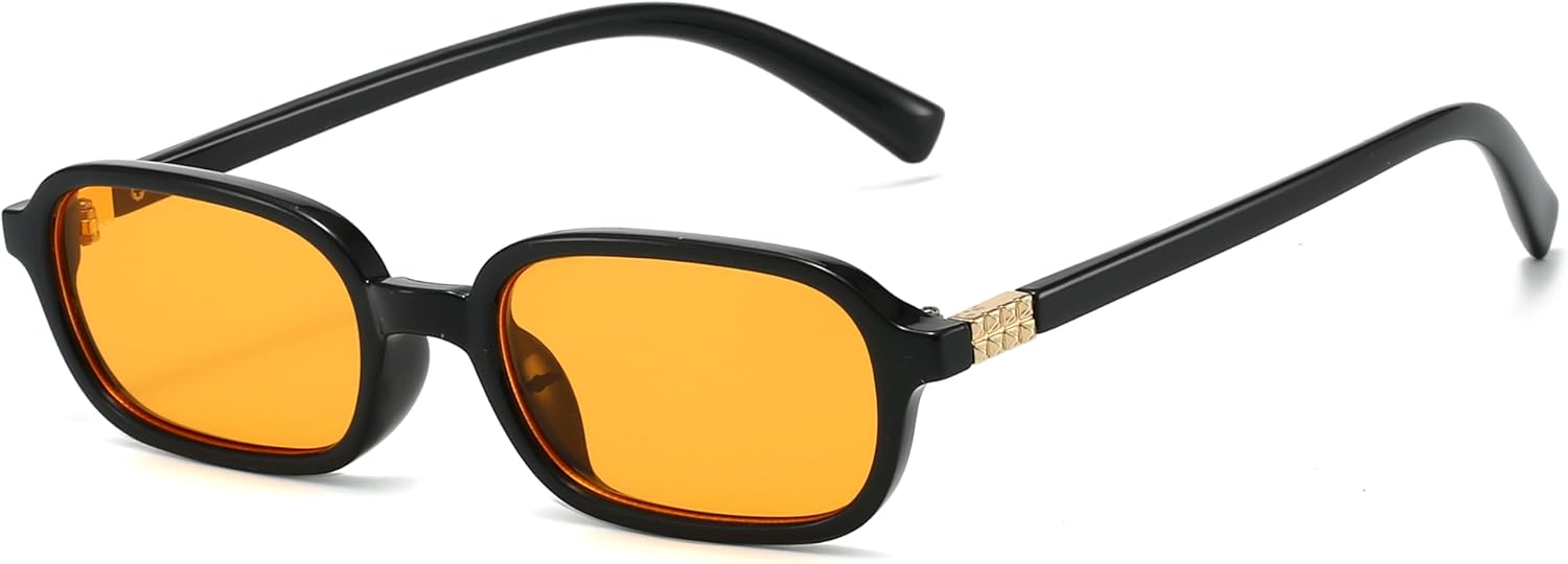 

Винтажные модные ретро-солнцезащитные очки 90-х годов прямоугольной формы для женщин. Маленькая квадратная оправа. Милые, узкие, стильные, крутые солнцезащитные очки Palarado, Black Frame/Orange Yellow Lens