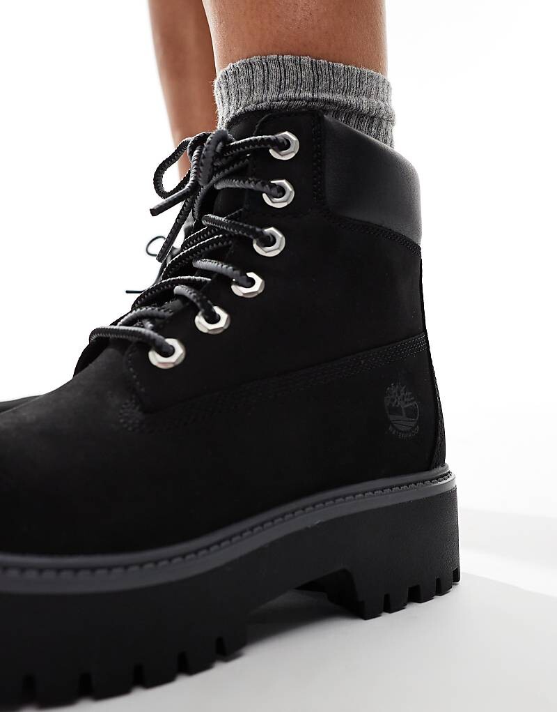 Timberland – Stone Street – Черные ботильоны из нубука высотой 6 дюймов на толстой подошве — фото 2