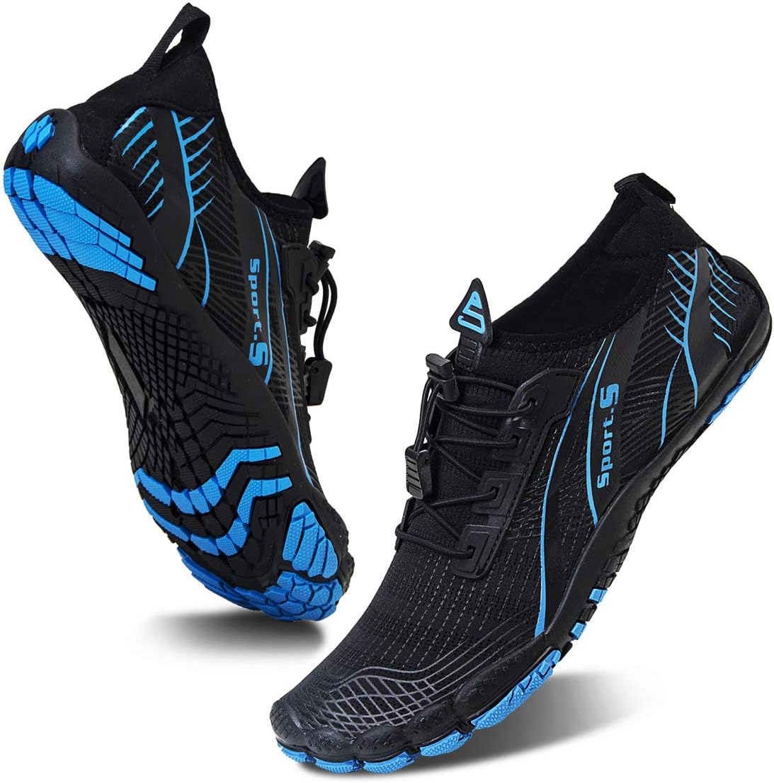 

Мужские водные тапочки, босоножки с быстрой сушкой, акваноски для активного отдыха, спорта, каякинга, лодочных прогулок, походов, серфинга и прогулок Watelves, черный/синий