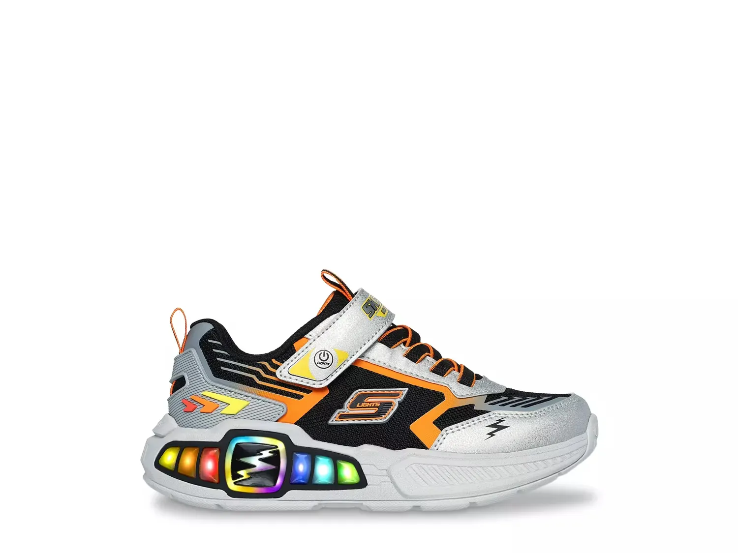 Светящиеся кроссовки Light Storm 3 - детские Skechers, Silver/Orange — фото 4