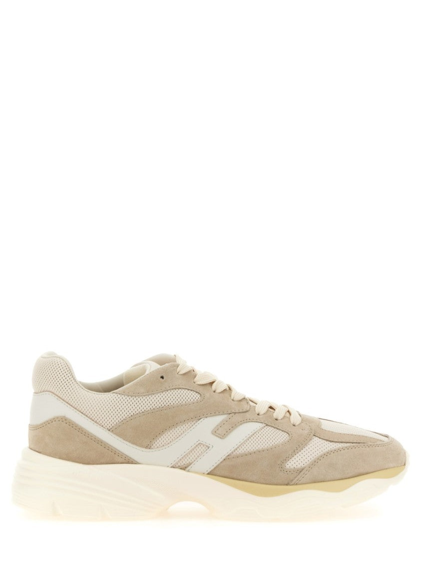 

Кроссовки из телячьей кожи с фактурным верхом и подошвой Hogan, Neutrals