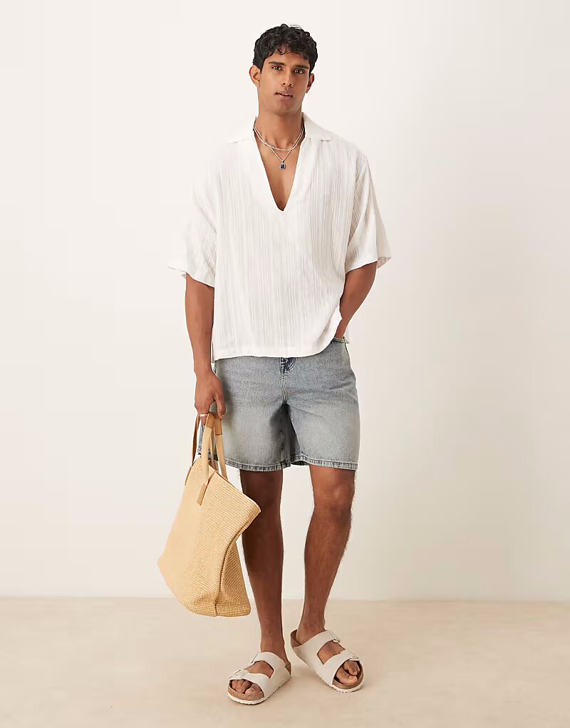 

Джинсовые шорты стандартной длины светло-белого цвета Asos Design