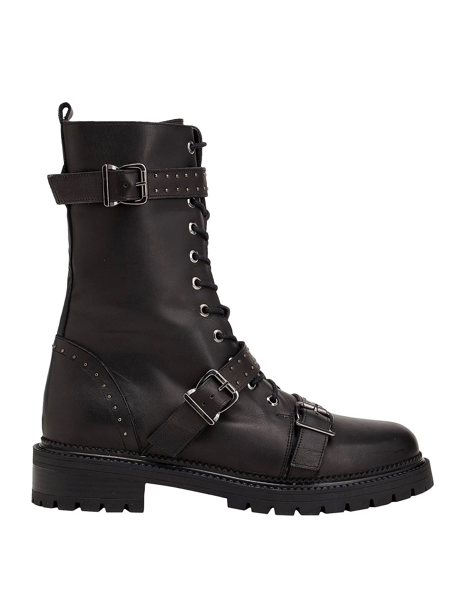 Ботильоны Leather Lace Up Midi Boots With Buckles 8 By Yoox, черный