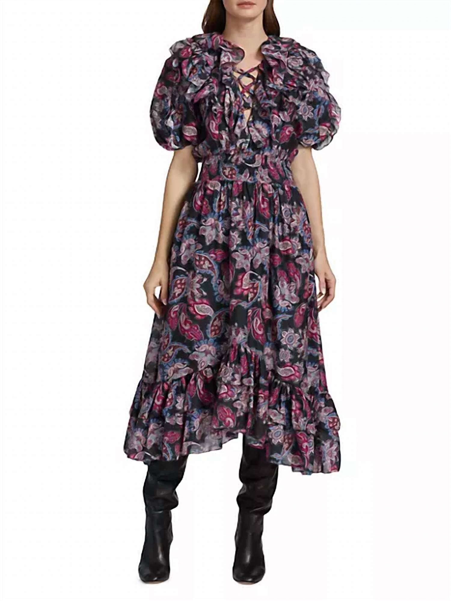 

Платье Патрисии в нетронутом темном цвете с узором пейсли MAGALI PASCAL, цвет pristine paisley dark