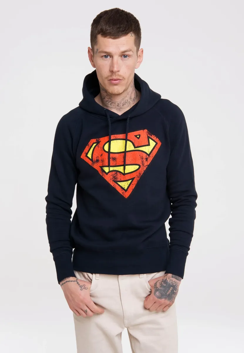 

Толстовка с капюшоном LOGOSHIRT "DC – Superman Logo", с принтом супергероя, синий