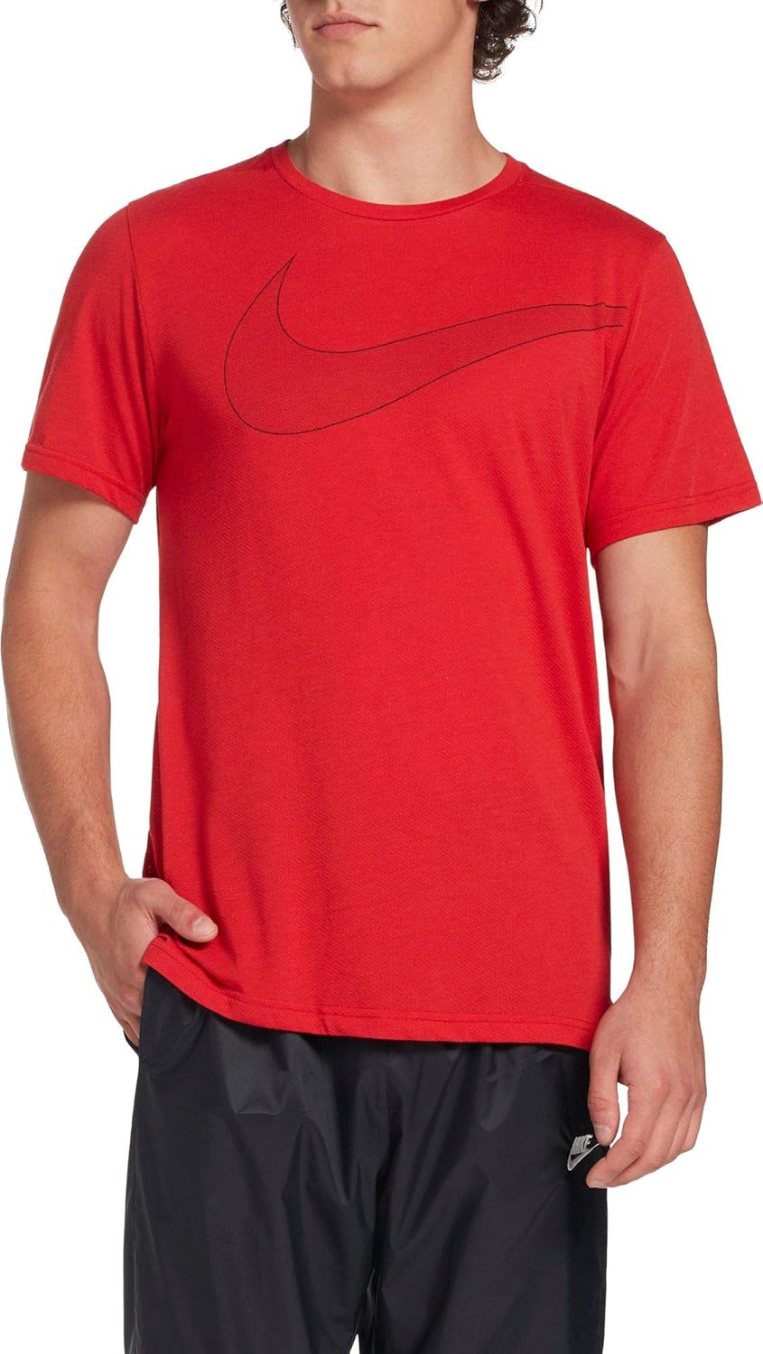 

Мужская тренировочная футболка Nike Dri-FIT Breathe с коротким рукавом, Unvrsty Rd/Htr/Nght Marn