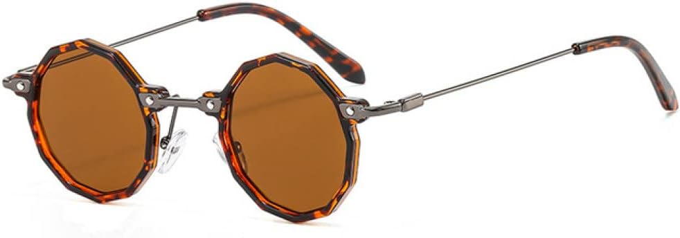 

Солнцезащитные очки в стиле ретро Polygon, маленькие круглые, в стиле стимпанк, женские, с прозрачными линзами цвета океана, защита от УФ-излучения UV400, мужские, градиентные солнцезащитные очки в стиле панк LANGSER, Leopard Tea