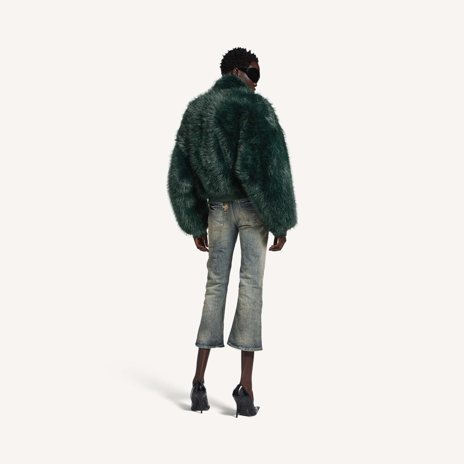 Женская укороченная куртка темно-зеленого цвета BALENCIAGA, темно-зеленый — фото 3