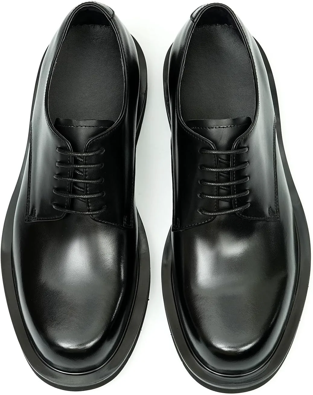 Мужские туфли Santimon Oxfords, формальные дерби, из натуральной кожи, с гладким носком, современные модельные туфли для костюма, модные, легкие, для выпускного, свадьбы, смокинга, бизнеса и повседневной носки, удобные, черный — фото 4