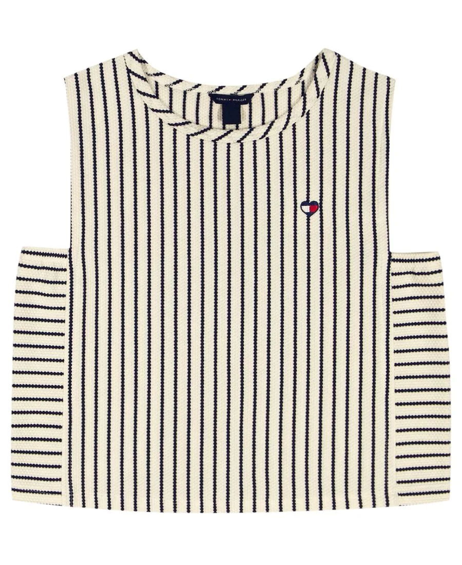 Вязаный топ "Попкорн" для девочек 7-16 лет Tommy Hilfiger, кремовый/темно-синий