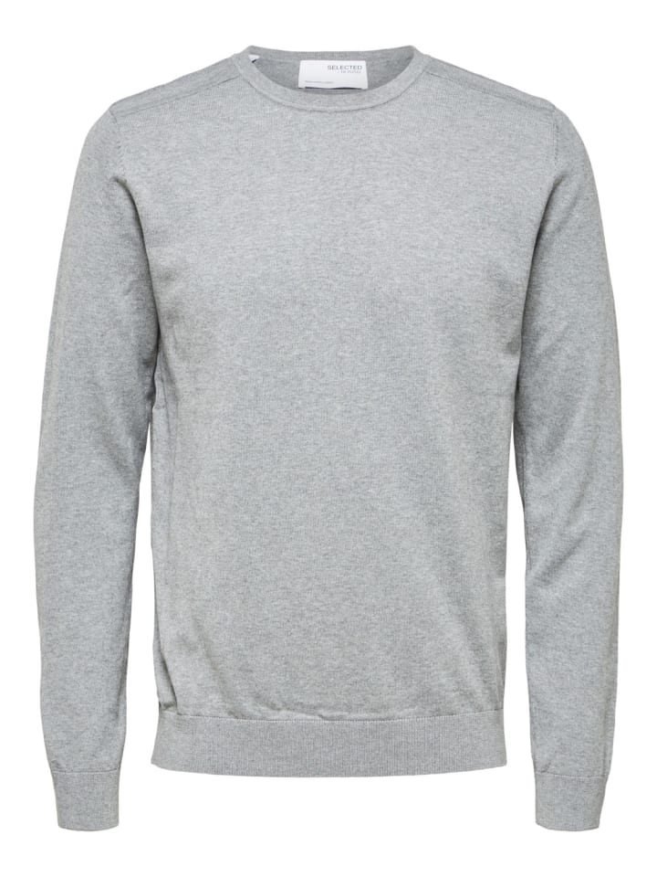 

Свитер SLHBERG CREW NECK B серого цвета SELECTED HOMME