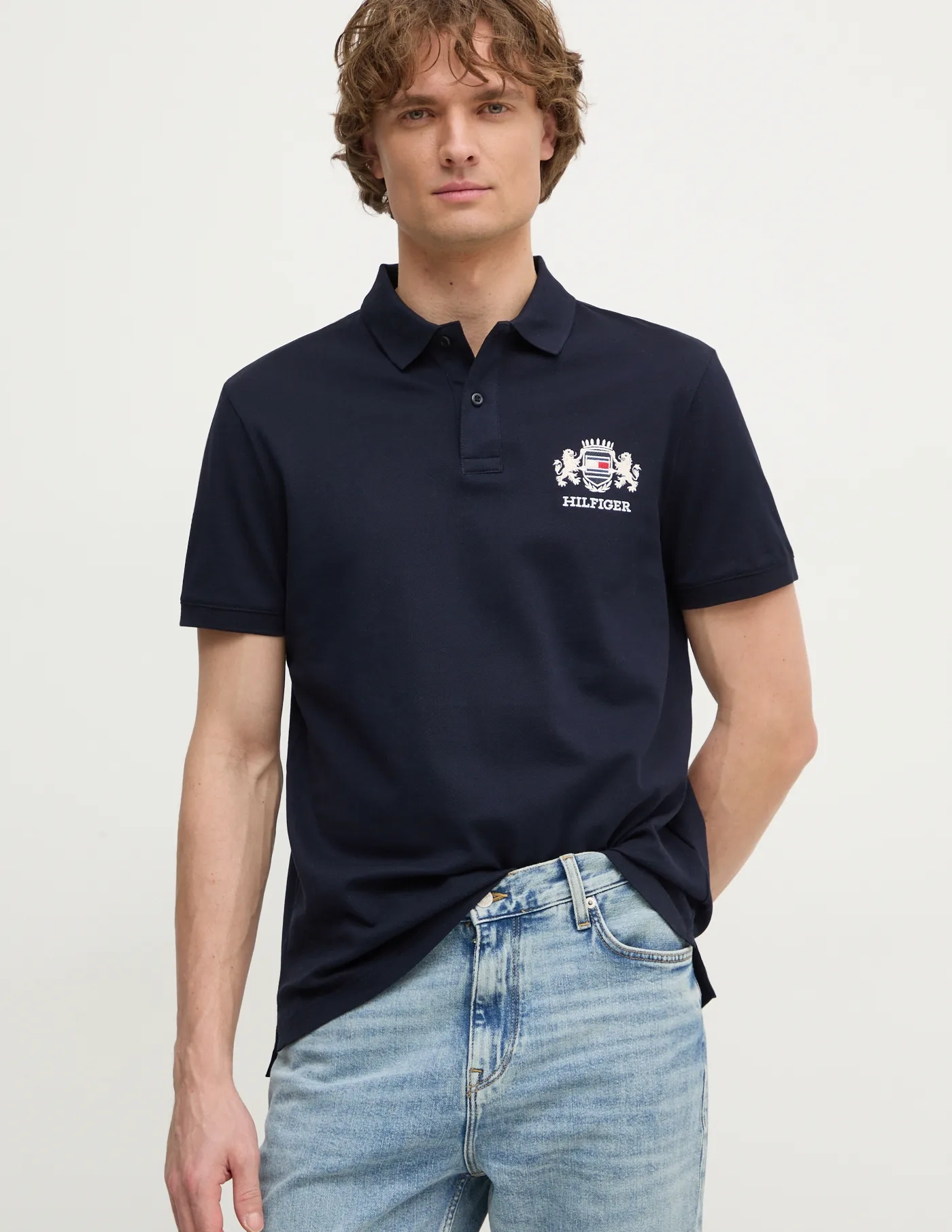 

Хлопковая рубашка-поло Tommy Hilfiger, темно-синий