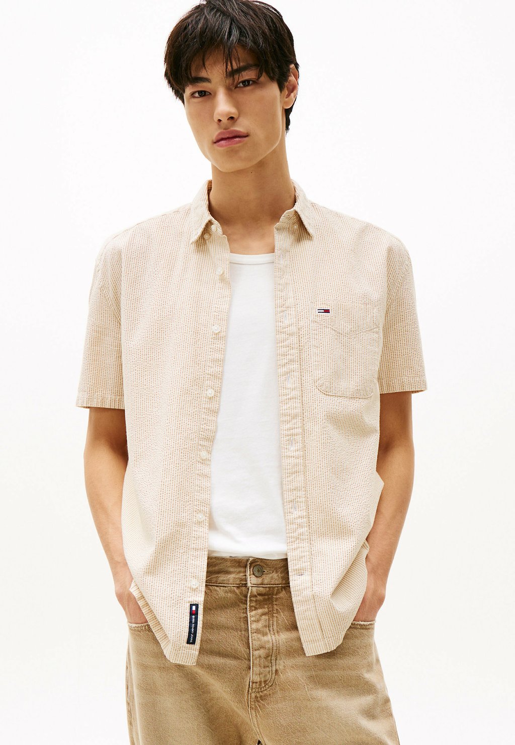 

Рубашка STRIPE SHORT SLEEVE Tommy Jeans, бежевый