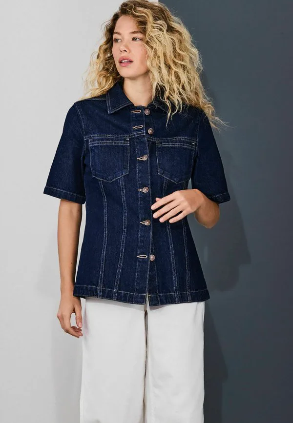 Блузка прямого кроя с коротким рукавом и пуговицами Next, Rinse Denim — фото 3