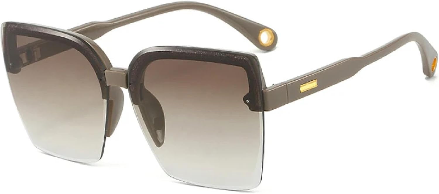 

Классические солнцезащитные очки в крупной оправе для женщин и мужчин, модные, для активного отдыха, вождения, летних путешествий, с защитой от УФ-излучения UV400 TKKTLLT, Khaki Tea