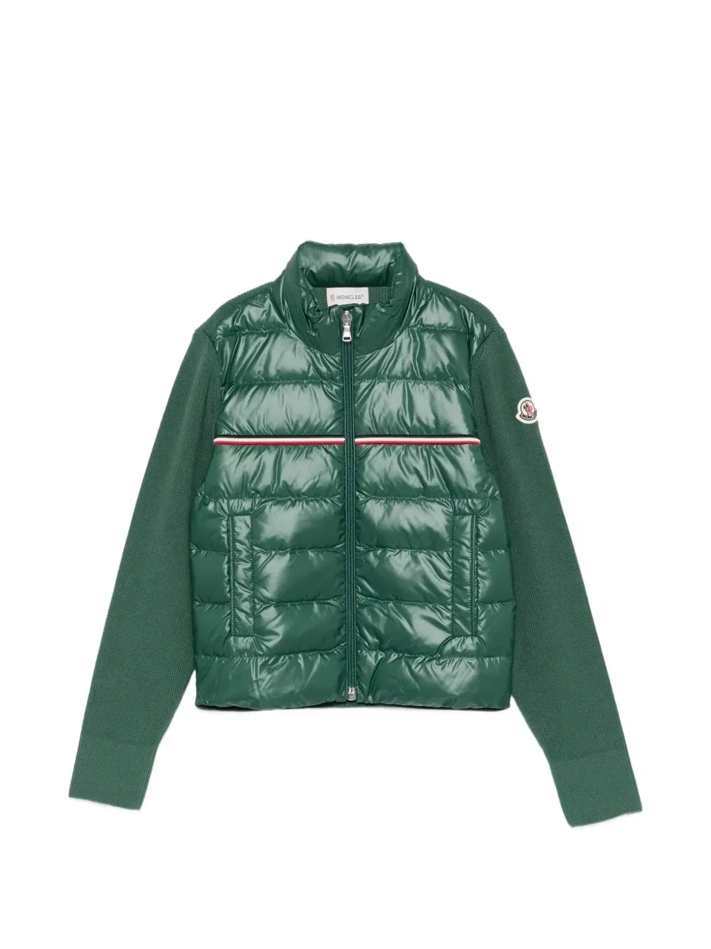 Куртка в трицветную полоску Moncler Enfant, зеленый