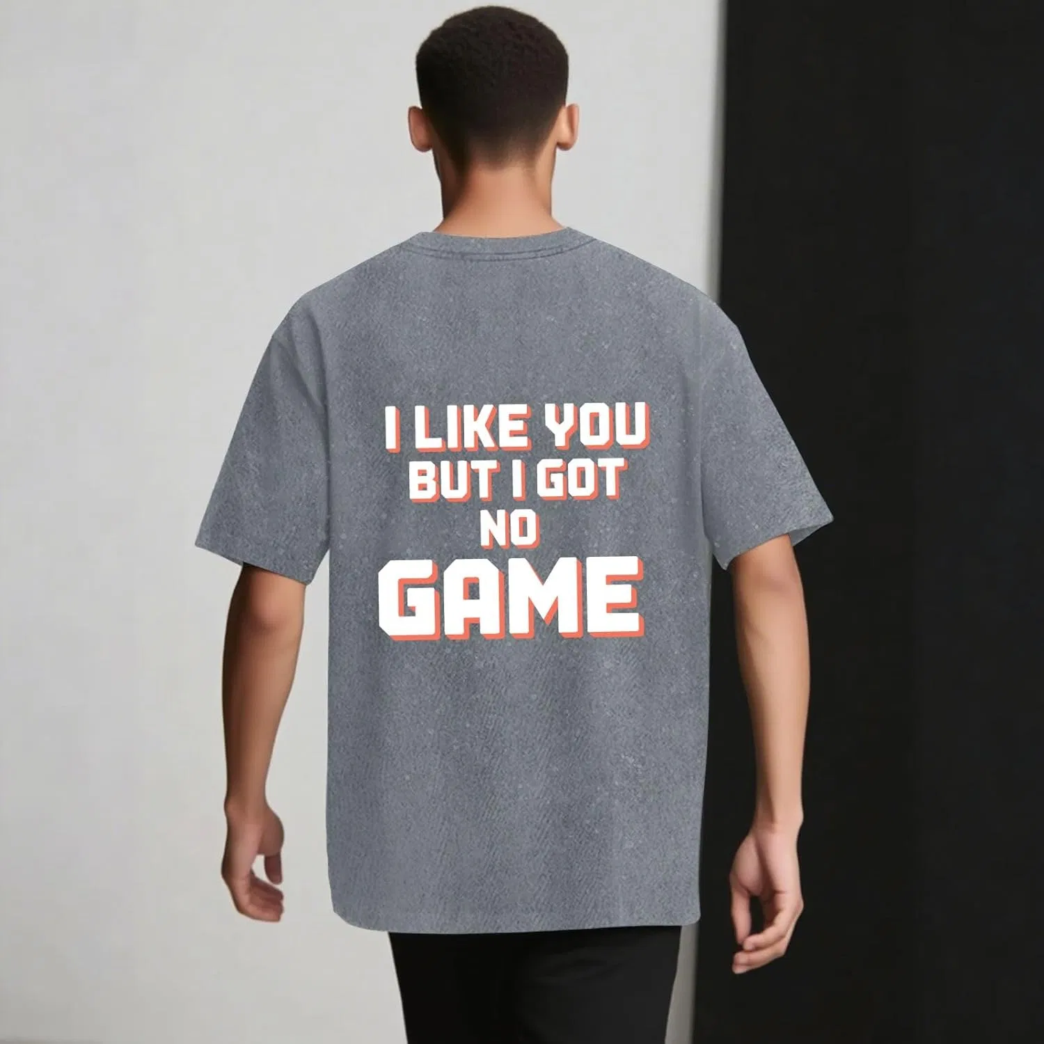 Футболка I Like You But I Got No Game мужская повседневная Generic, светло-серый — фото 2