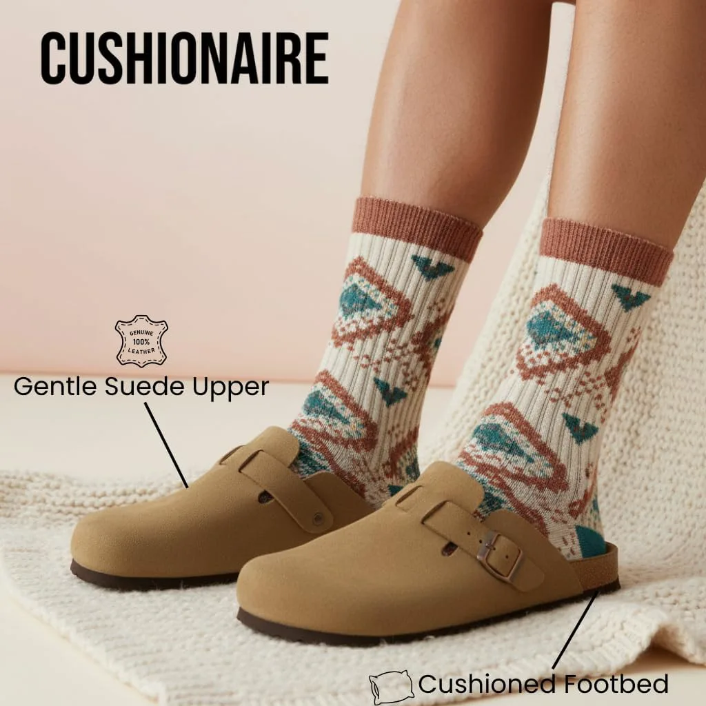 Мужские сабо CUSHIONAIRE Haze из настоящей замши - удобные слипоны с регулируемой пряжкой, коричневый — фото 2