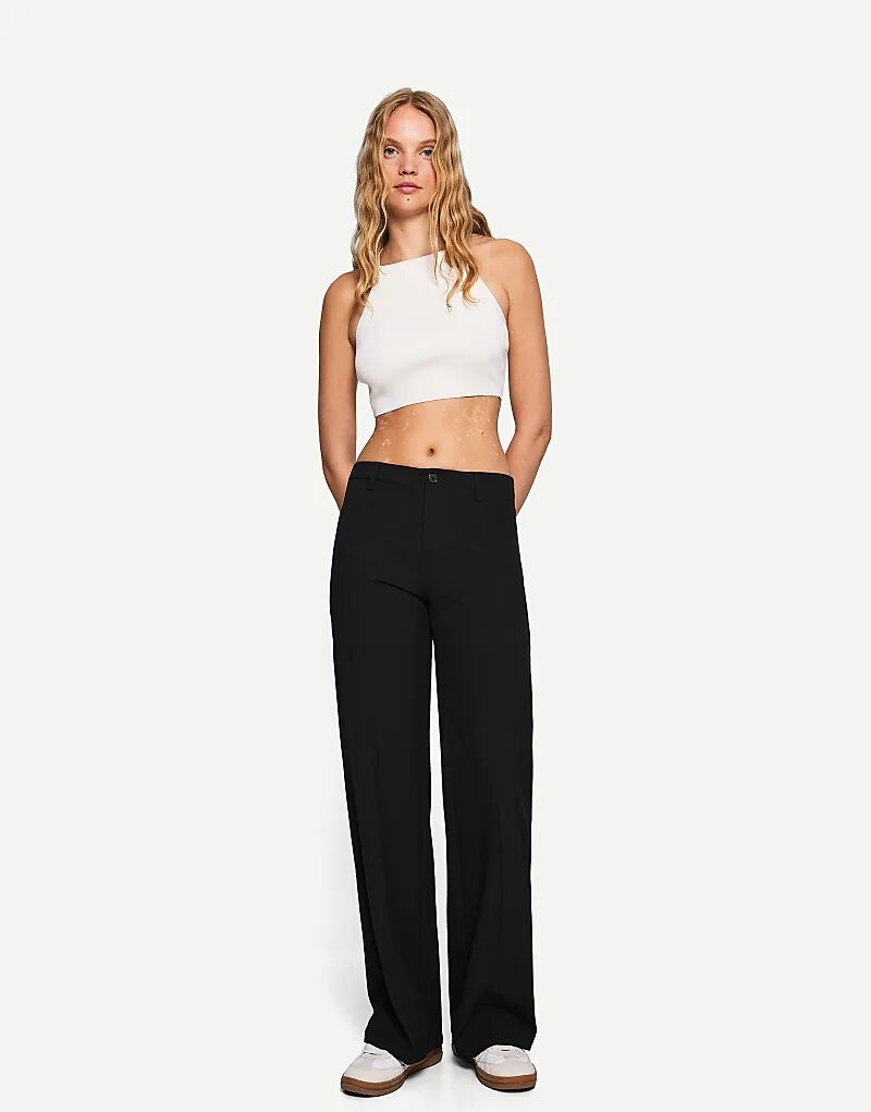 

Широкие брюки Bershka Petite черного цвета