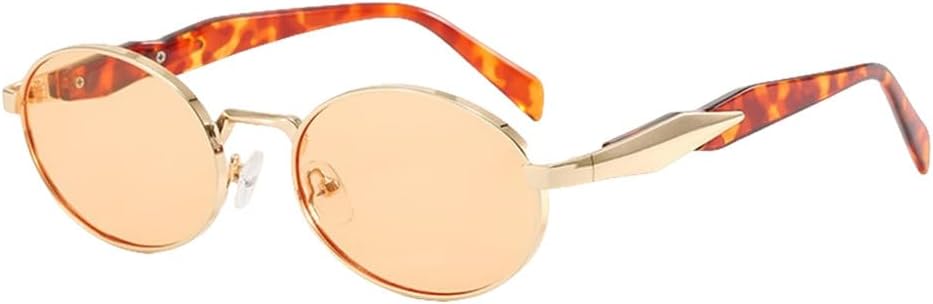 

Ретро овальные солнцезащитные очки, модные, простые, с индивидуальным дизайном, в стиле панк, с защитой от УФ-излучения UV400, золотисто-шампанский цвет, один размер MTZJH, One Color