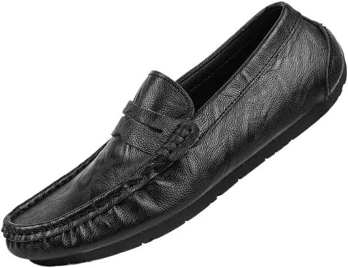 Лоферы мужские, Loafers for Men Round Toe Penny Loafer Shoe Comfortable Flat Heel Lightweight Fashion Slip-on, черный SayfuR