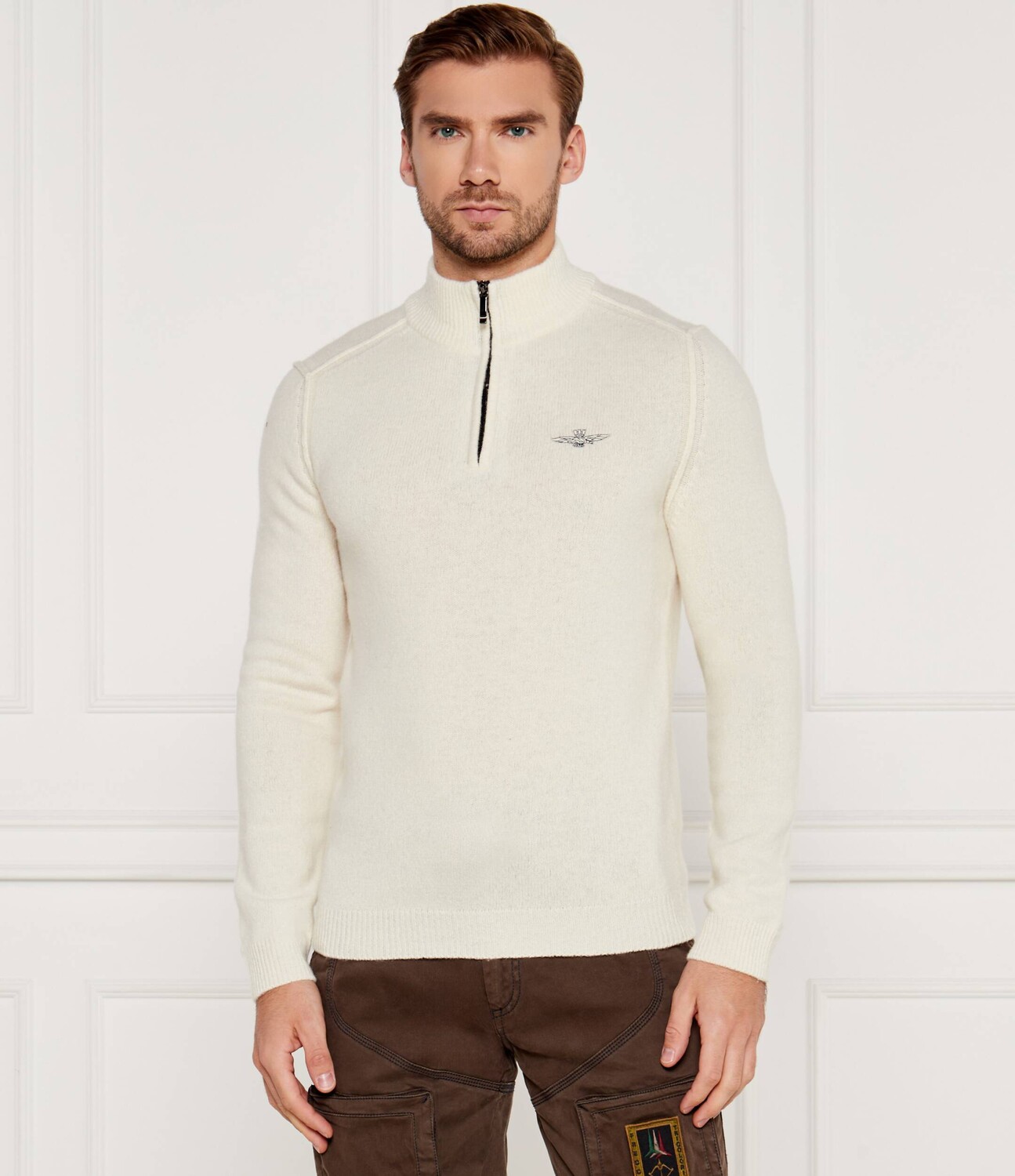 

Свитер из шерсти Aeronautica Militare Regular Fit, экрю