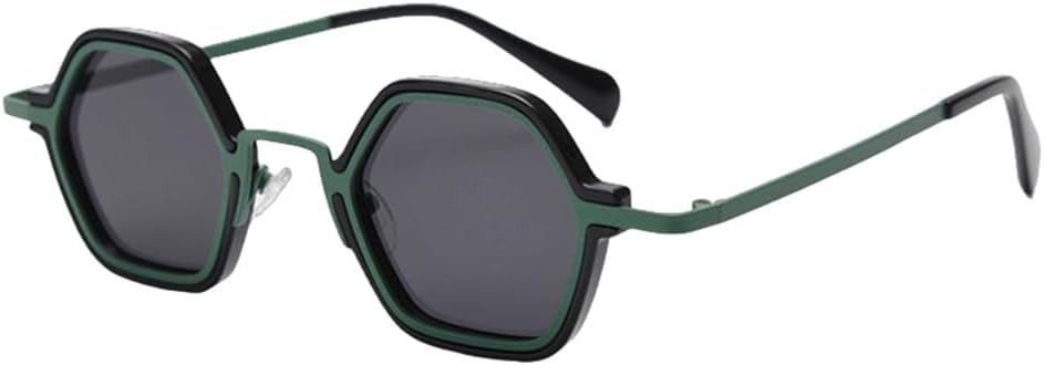 

Солнцезащитные очки в стиле ретро с поляризацией для мужчин и женщин, защищающие от УФ-излучения UV400, многоугольные, в стиле панк, винтажные, металлические, шестиугольные VFDHN, Green Black Frame