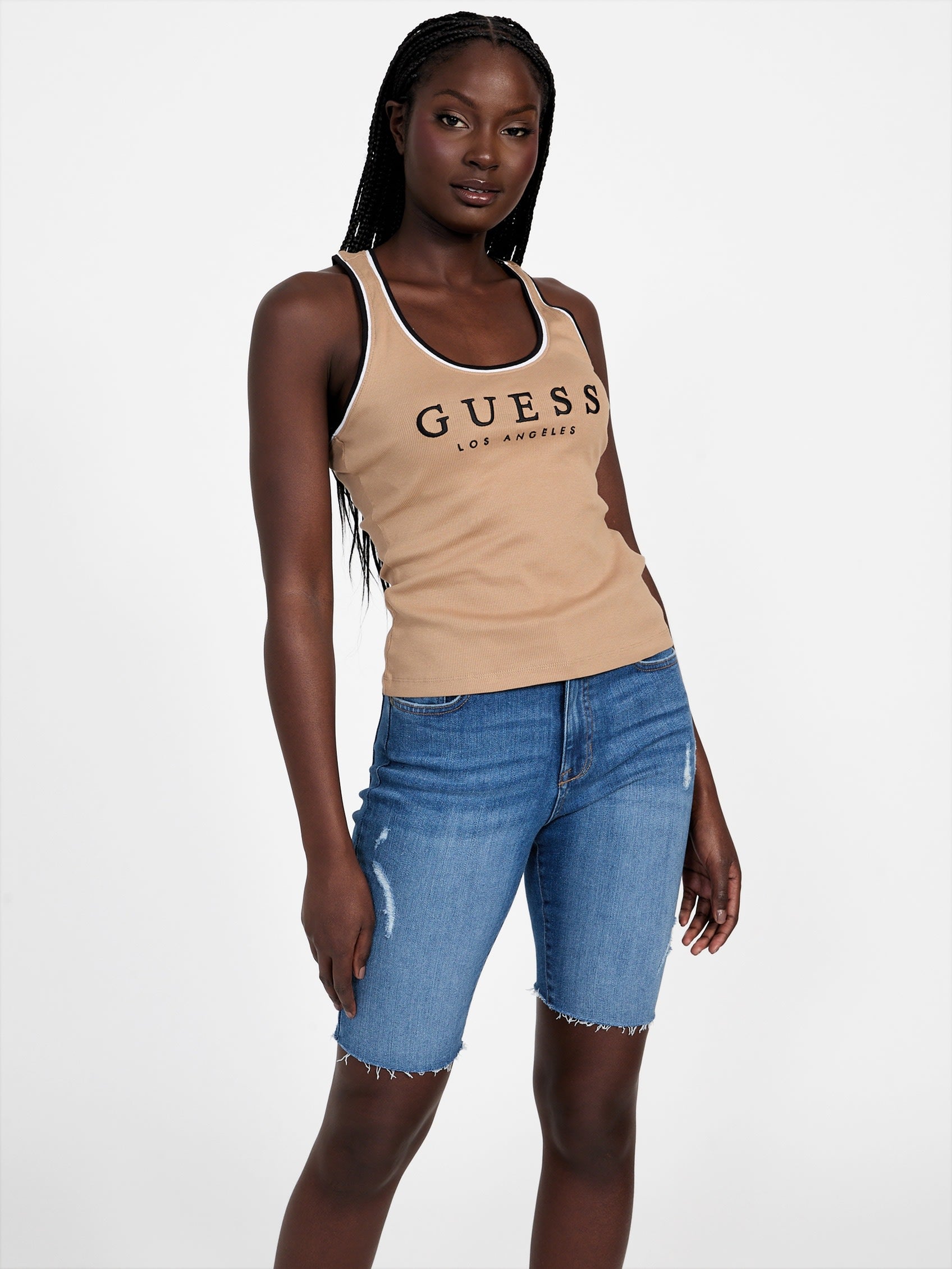 

Майка с логотипом Gemi Guess Factory, цвет wet sand