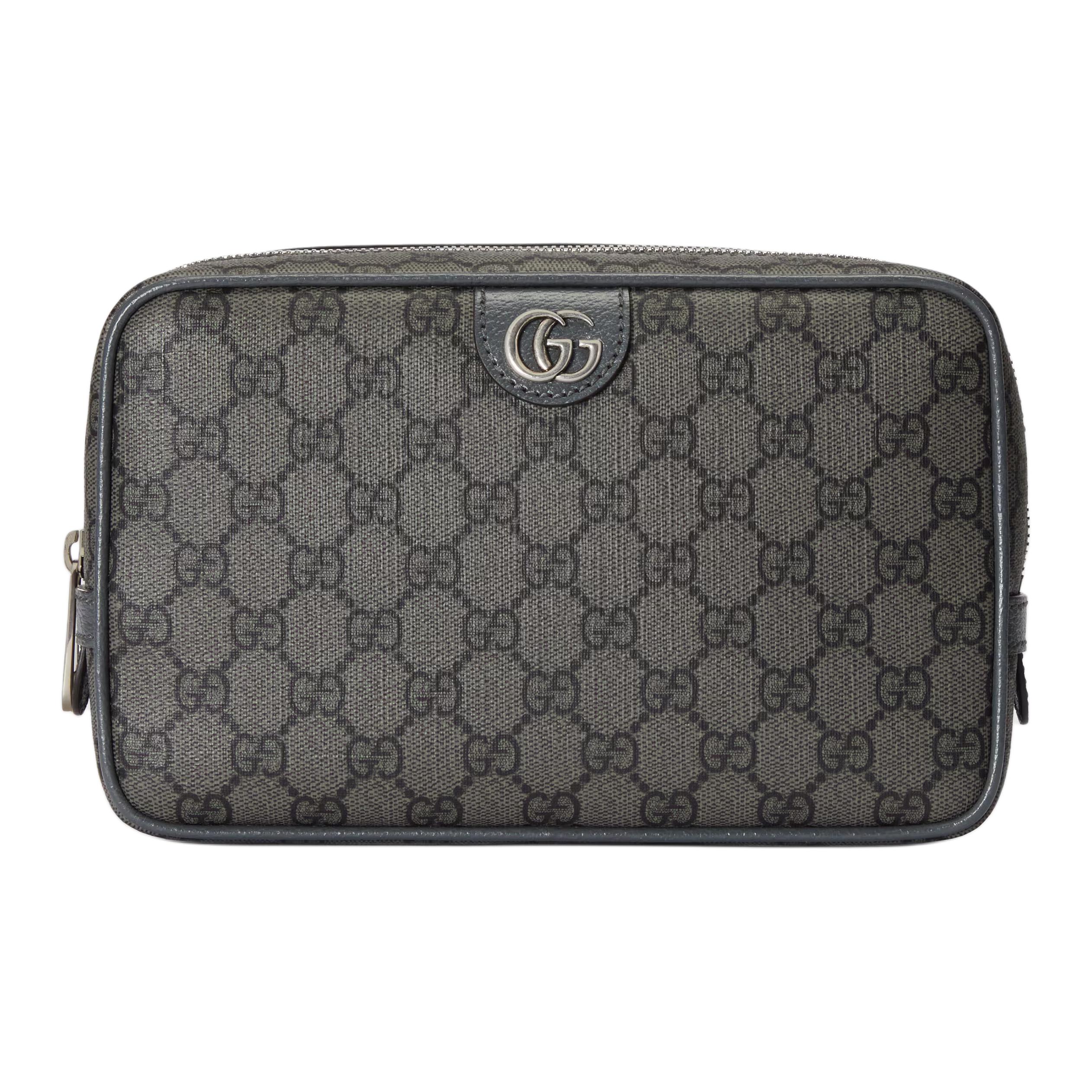 

GUCCI Мужская косметичка Ophidia Canvas с кожей, серо-черная