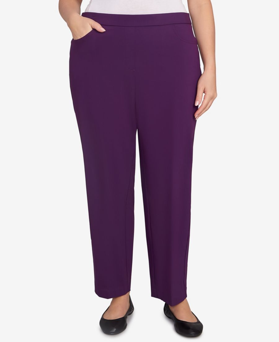 

Классические брюки укороченной длины из эластичной ткани, облегающие, больших размеров Классический стиль Allure Alfred Dunner, Amthyst