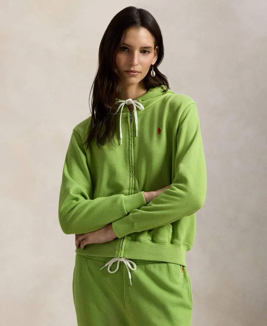 Женская толстовка с капюшоном на молнии и завязками Polo Ralph Lauren, parakeet зеленый
