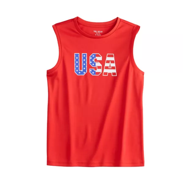 

Майка Dry Tek Muscle для мальчиков 8-20 лет, обычная и хаски Tek Gear, цвет usa flag red