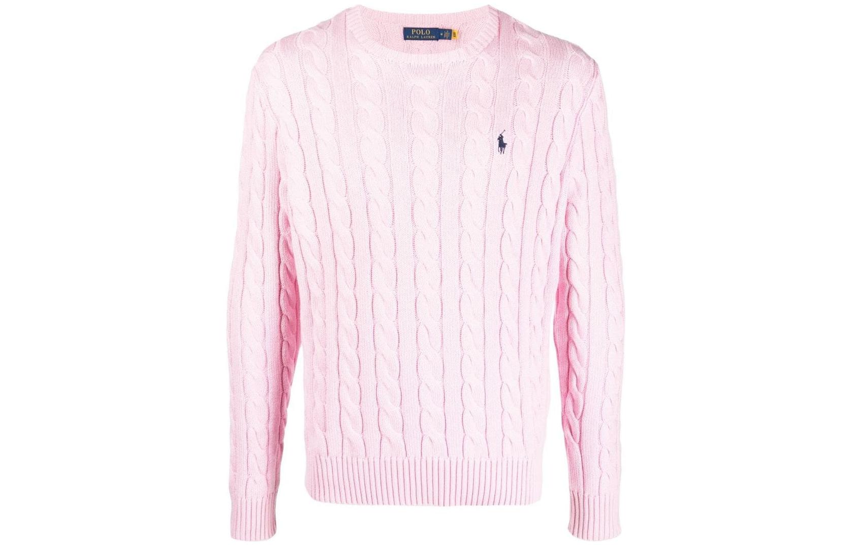 Вязаный кабельными петлями джемпер Polo Ralph Lauren, розовый — фото 3