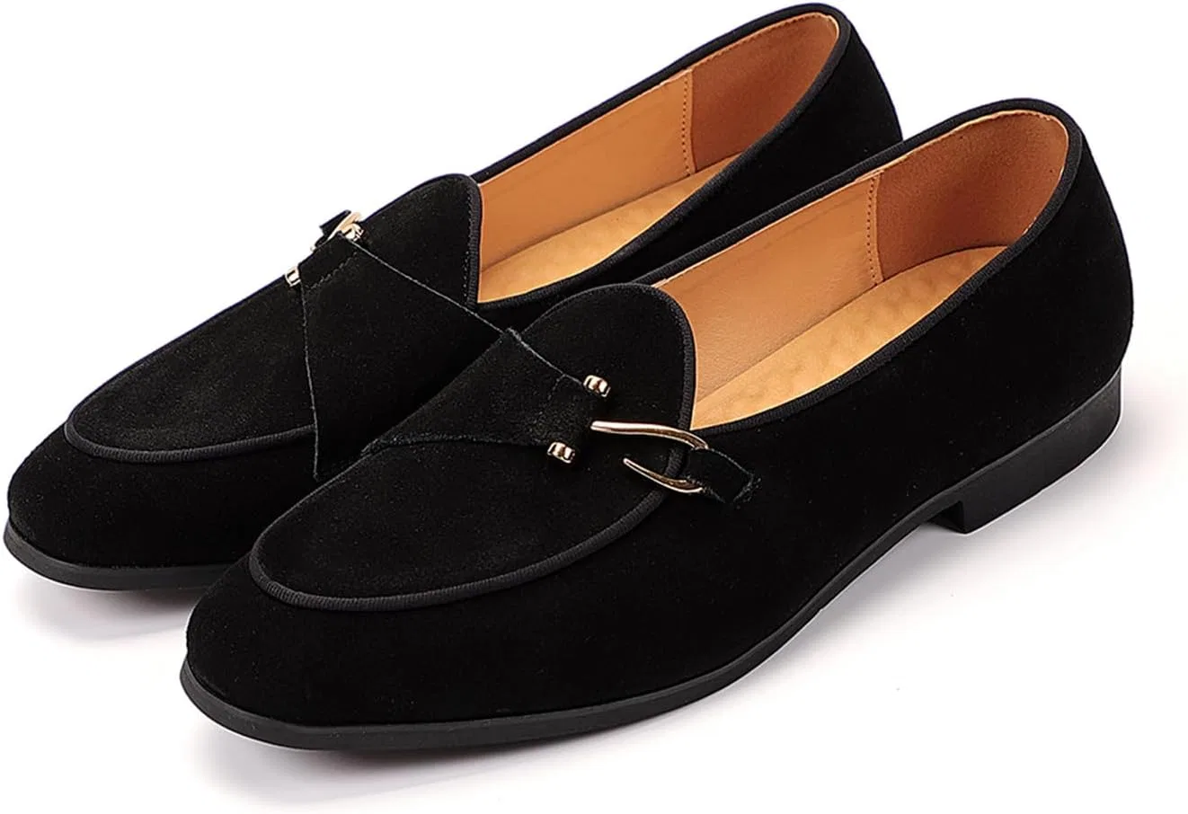 Лоферы кожаные замшевые, Monk Strap Slip-On, Black