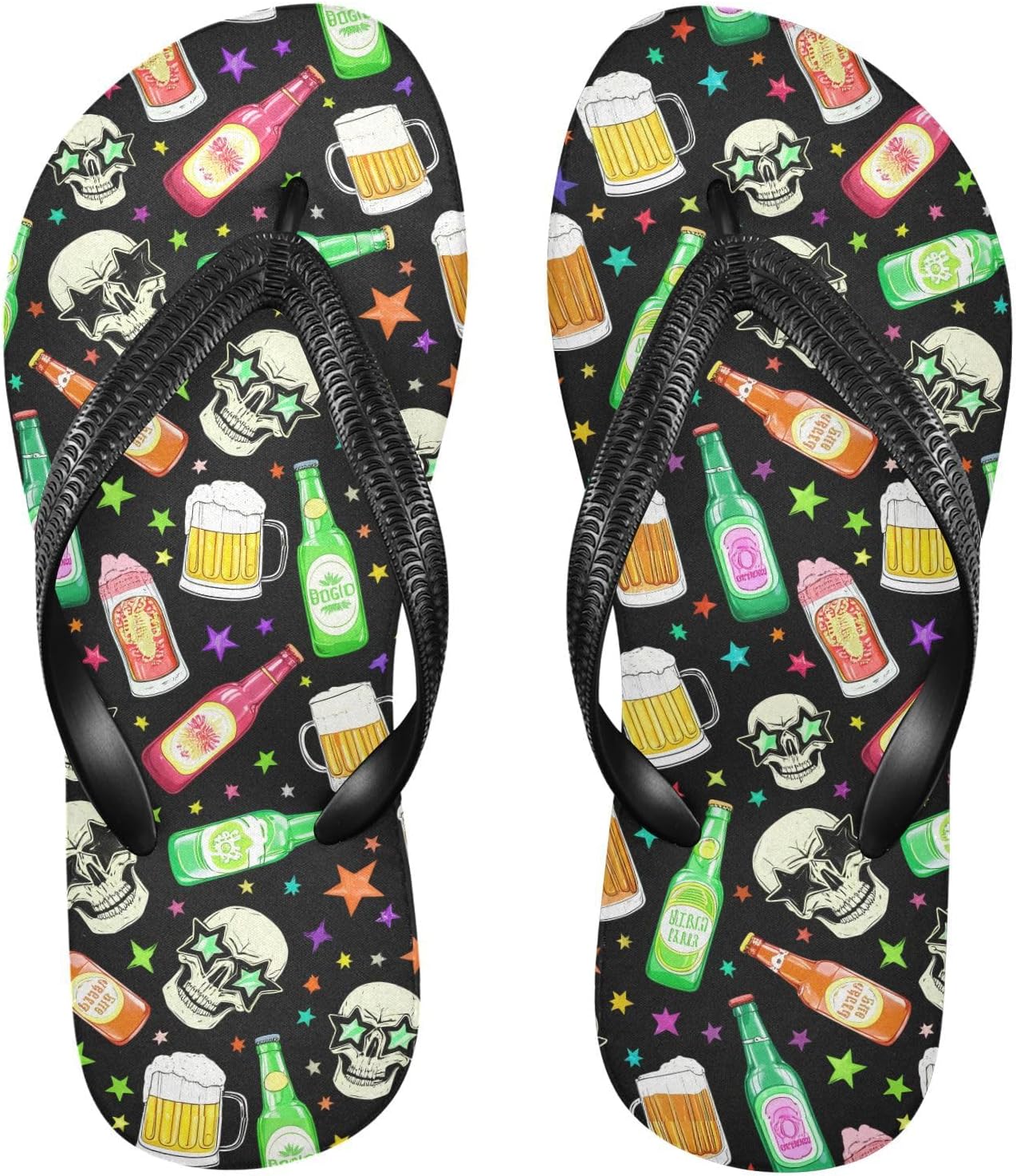 

Skull Beer Star Flip Flop Beach Summer Casual Sandal for Women Men Shower Shoes 2301718 Kfbe