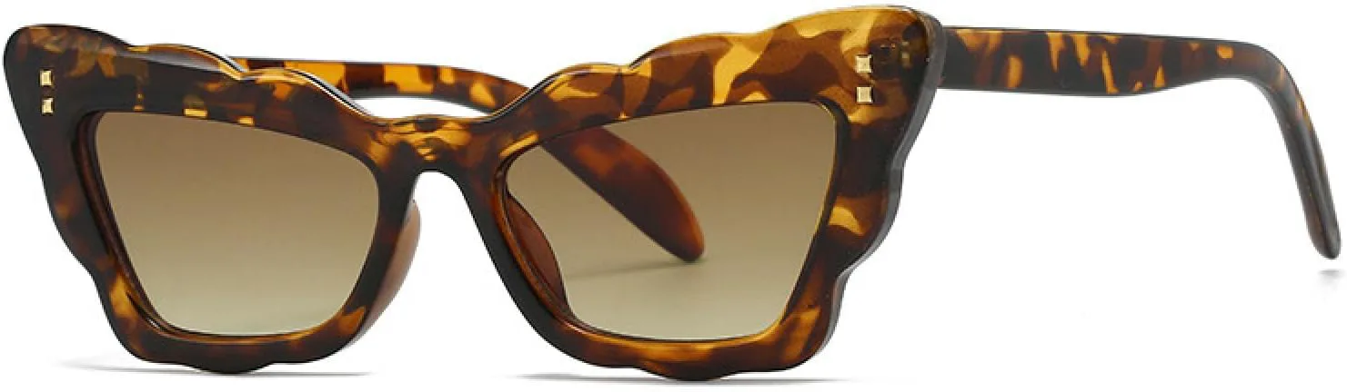 

Солнцезащитные очки «кошачий глаз» для женщин, оправа с волнистыми краями, ретро, ​​защита от УФ-излучения UV400, роскошный, модный, винтажный стиль TVTBBVV, C2