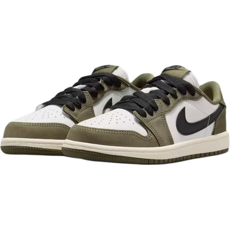 Jordan Кроссовки баскетбольные низкие Air 1 Slip Resistant Abrasion Resistant бело-зеленые детские — фото 4