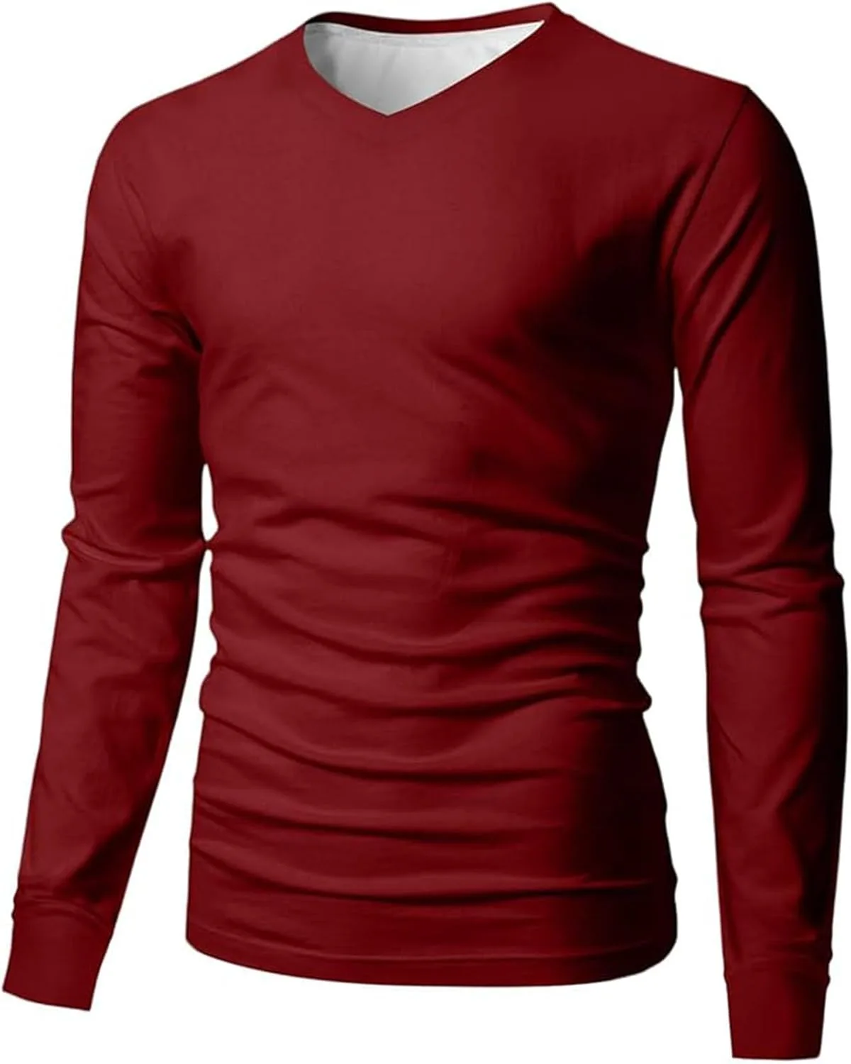 Мужская футболка с V-образным вырезом и длинным рукавом, Slim Fit, из мягкого хлопка — фото 4