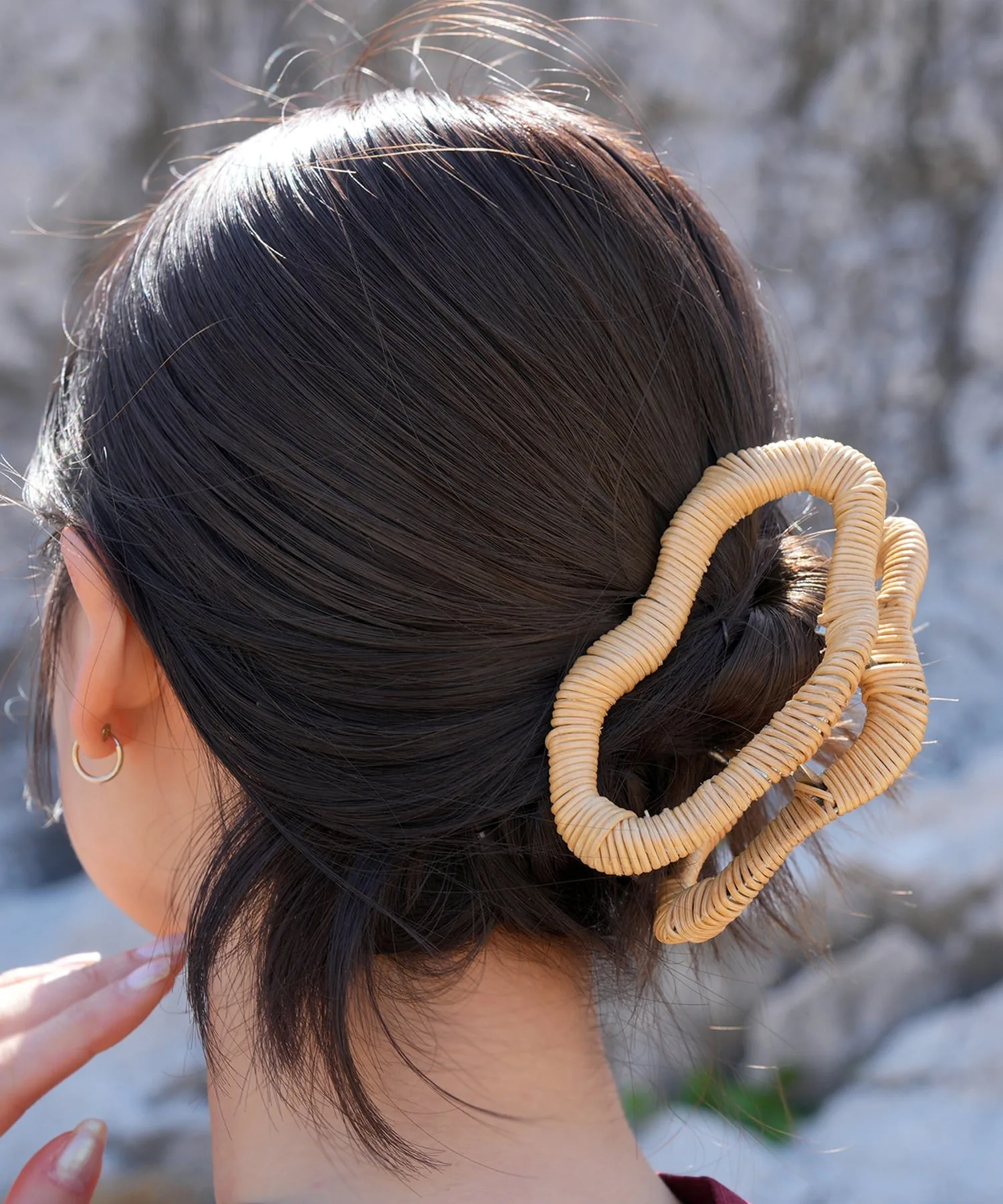 Заколка для волос Rattan Cloudy, заколка для пучка, плетеная коса из ротанга. Utatane, natural