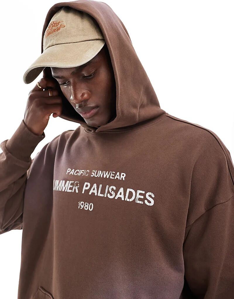 

Толстовка с капюшоном Pacsun Palisades с надписью коричневого цвета