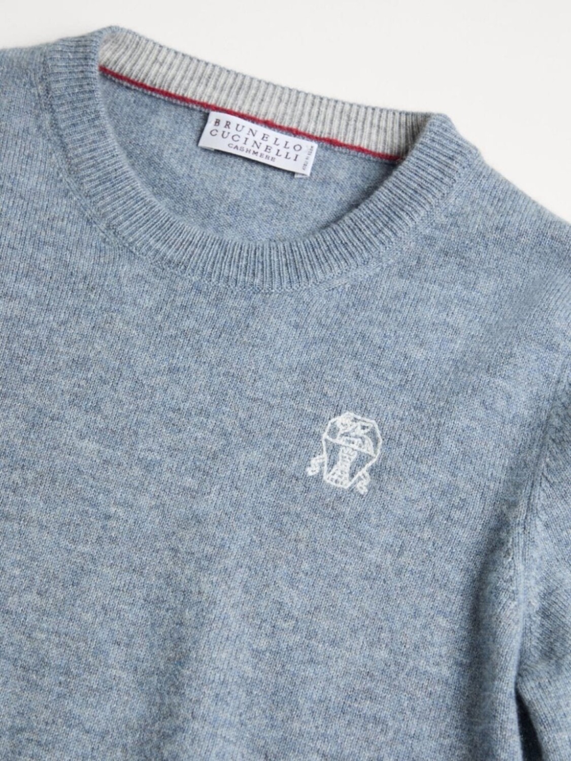 Brunello Cucinelli Kids кашемировый свитер с вышитым логотипом, синий — фото 3
