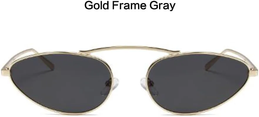 

Маленькие овальные солнцезащитные очки с защитой от УФ-излучения, металлические очки «кошачий глаз» для женщин и мужчин Weloveushop, Gold Frame Gray Flakes