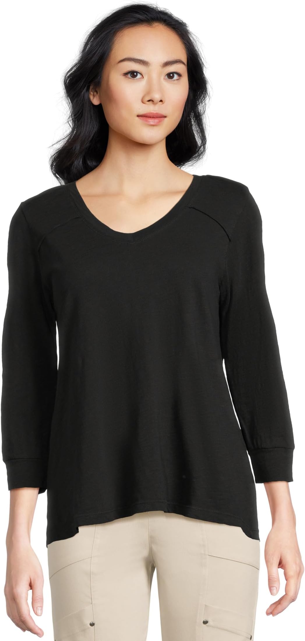 

Футболка Elliott Lauren Enzyme Wash Jersey - V neck -3/4 Sleeve Tee, Black