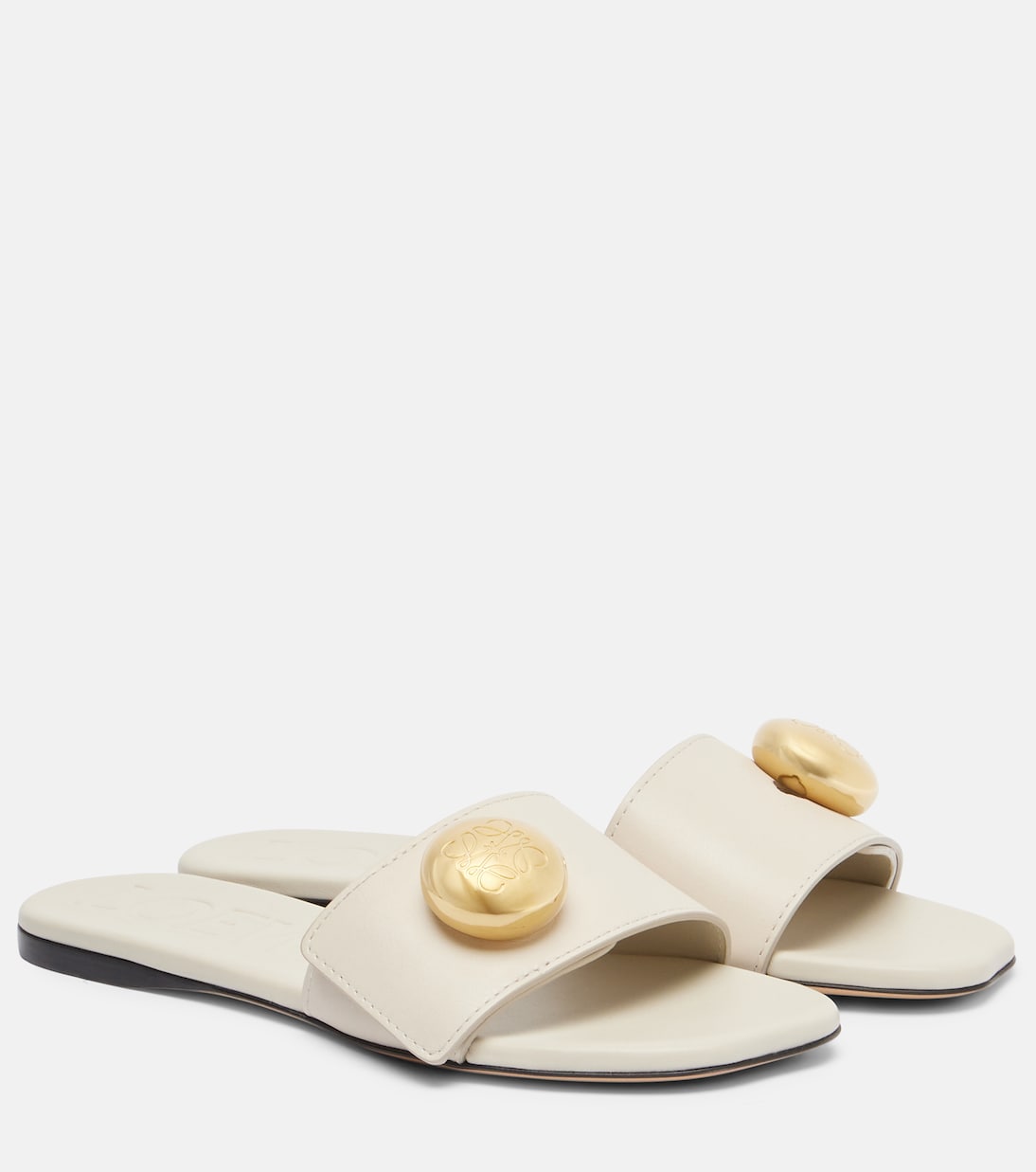Плетеные кожаные шлепанцы Loewe, Sea Salt